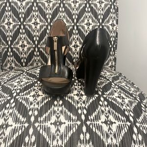 Black block heel sandals